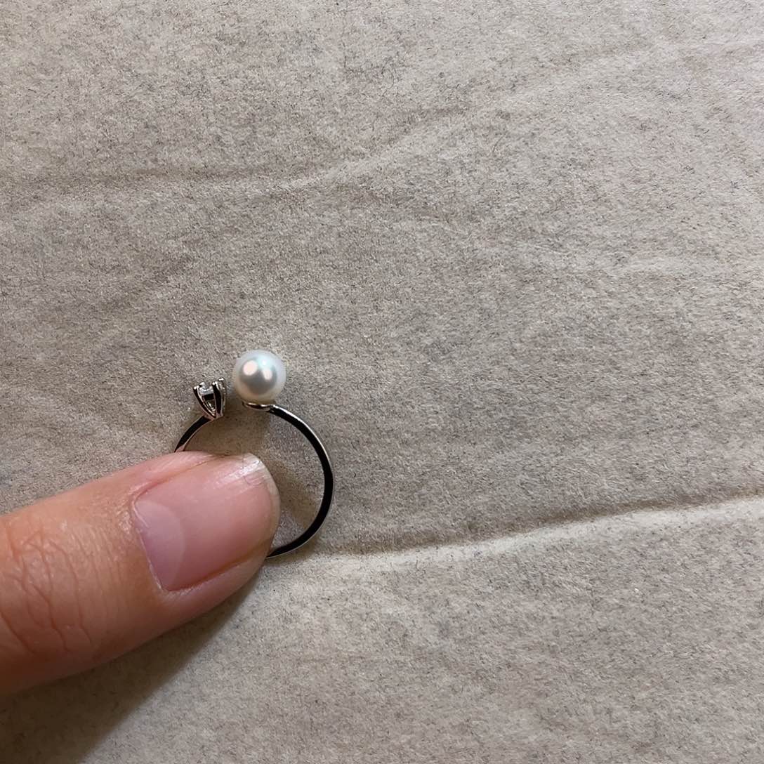 银S925镶嵌戒指淡水珍珠