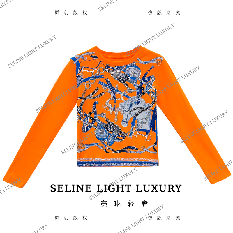 【25Q-700】七 2025 SELINE 新款时尚轻奢气质长袖T恤