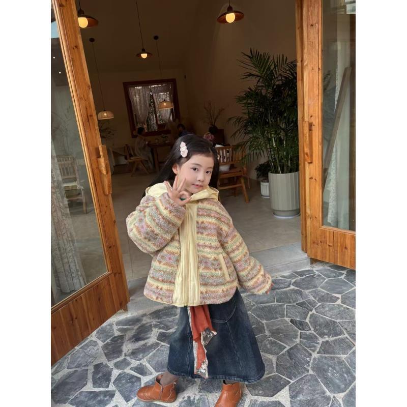 肉肉家-【羔绒夹棉外套】中大童冬季复古棉外套休闲棉服