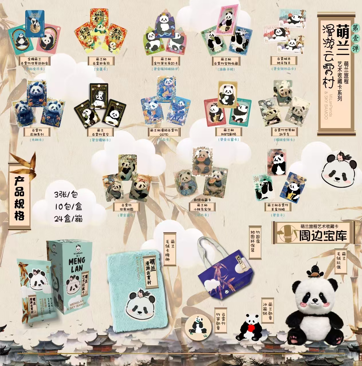 【拆盒】正版授权《M.LanPanda萌兰的云霄竹世界》收藏卡牌盲盒-代拆