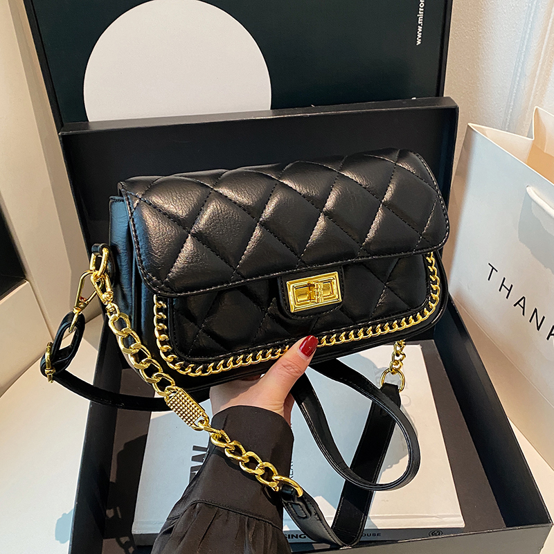 高级感小香风菱格链条包包女2025新款单肩斜挎包通勤百搭小方包潮