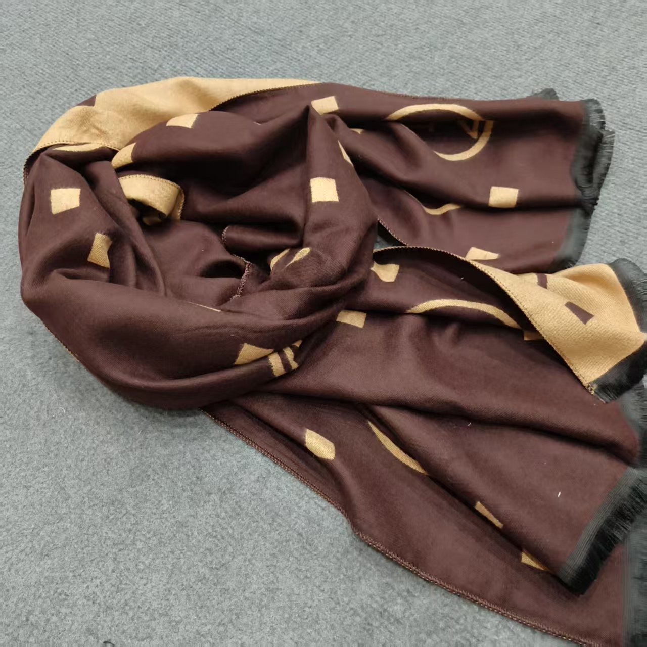 米咖色AB双面围巾 68*195