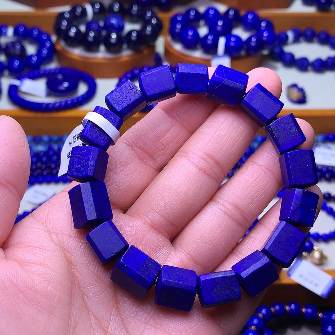 青金石未镶嵌手串9.5m收藏级原石手串