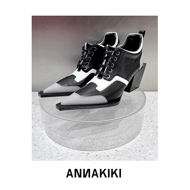 ANNAKIKI 真皮机能拼接撞色尖头鞋3C1A9902H961