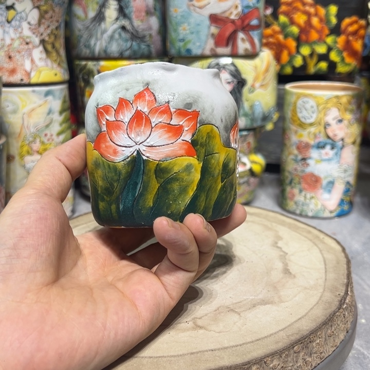 景德镇红陶精品手绘陶瓷