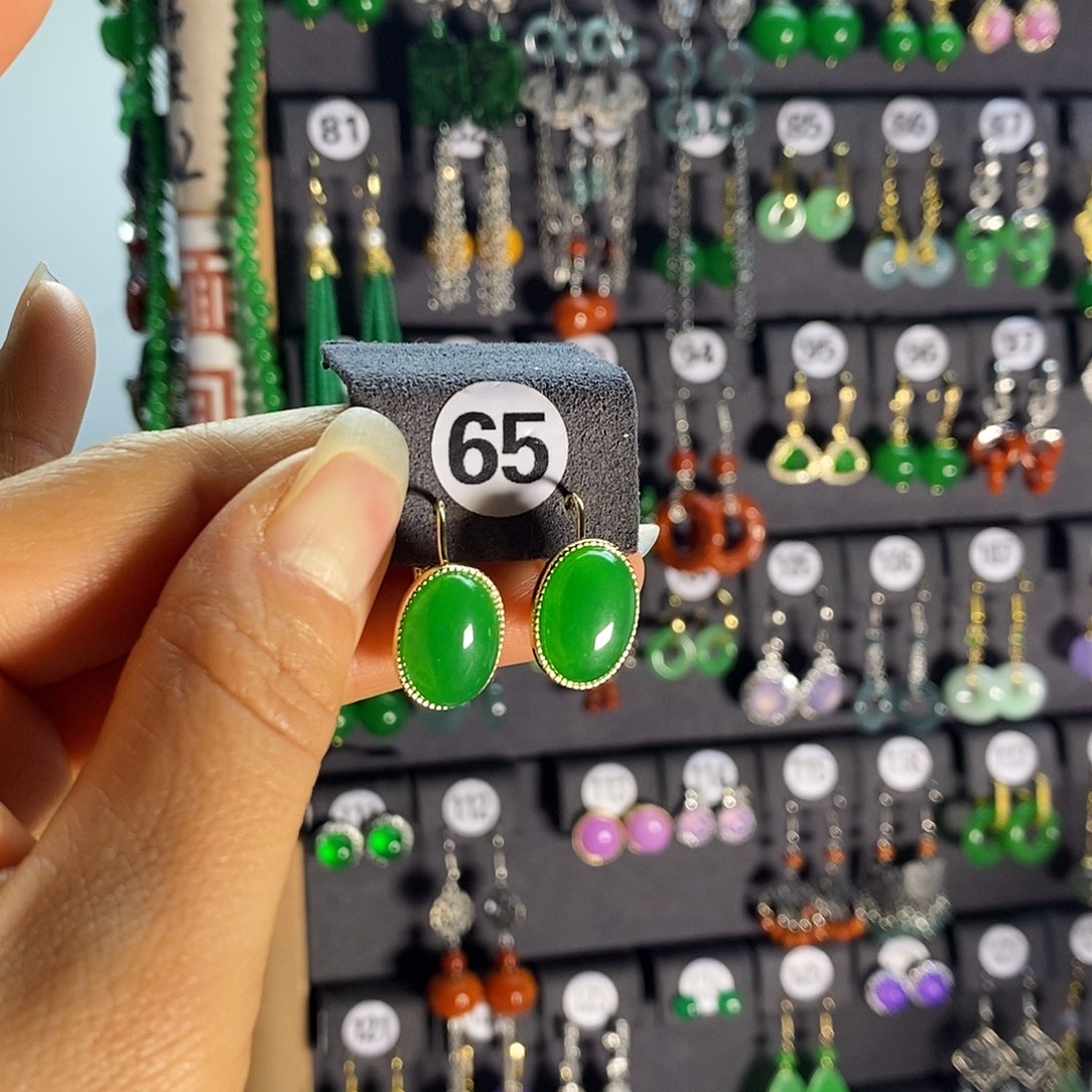 银S925镶嵌翡翠耳饰65