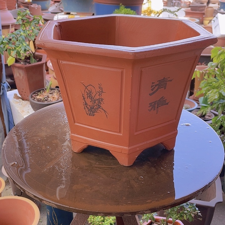 紫砂宜兴紫砂32红清雅六方