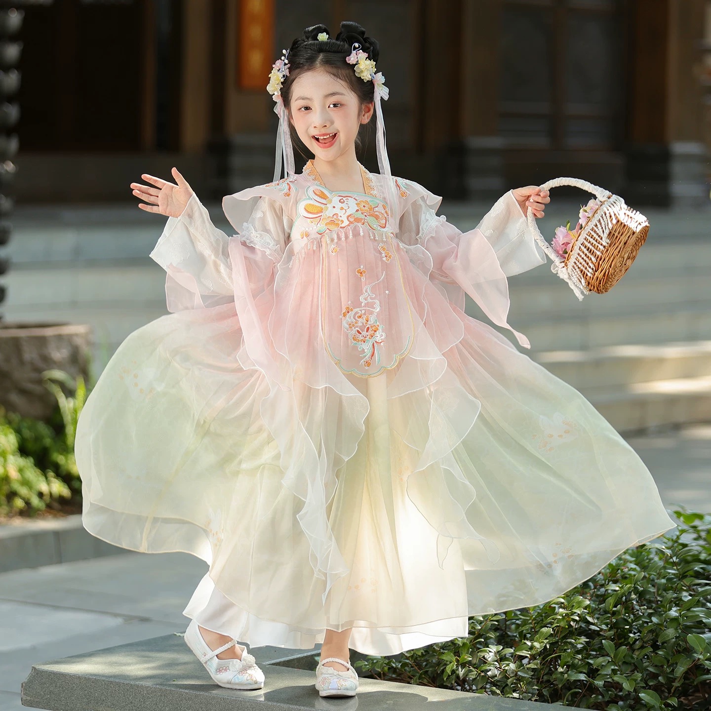 汉服女童古装国风连衣裙2025新款儿童古风唐装公主裙女孩中式裙子