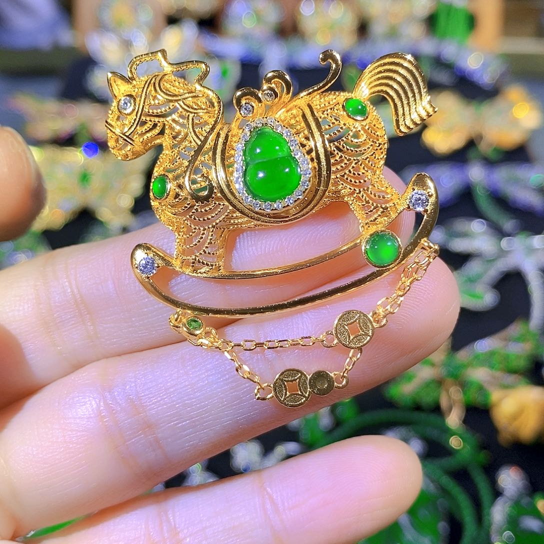 吊坠(不含链)银S925镶嵌翡翠