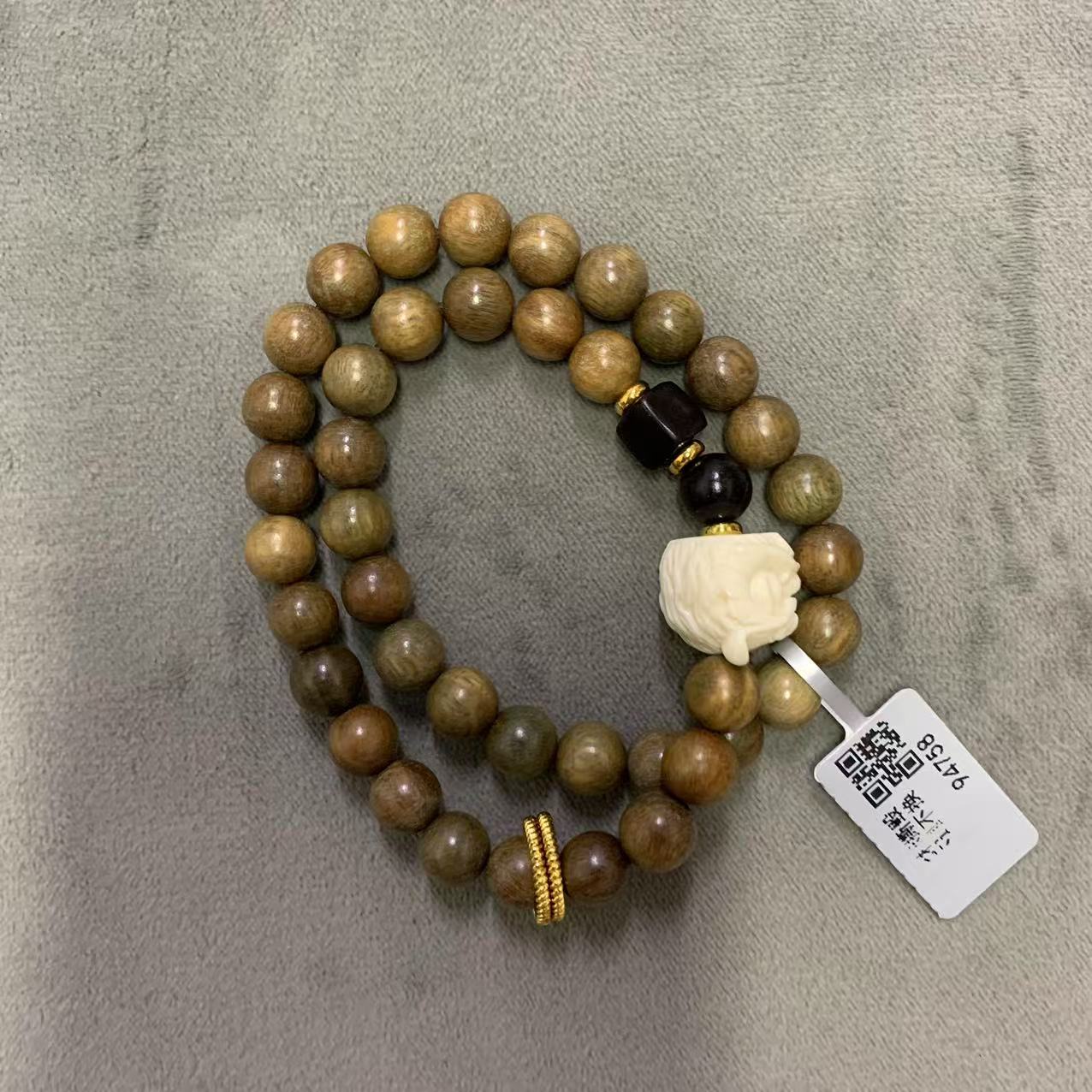 莲花双圈复古民族风男女款文玩绿檀香佛珠 A 94758