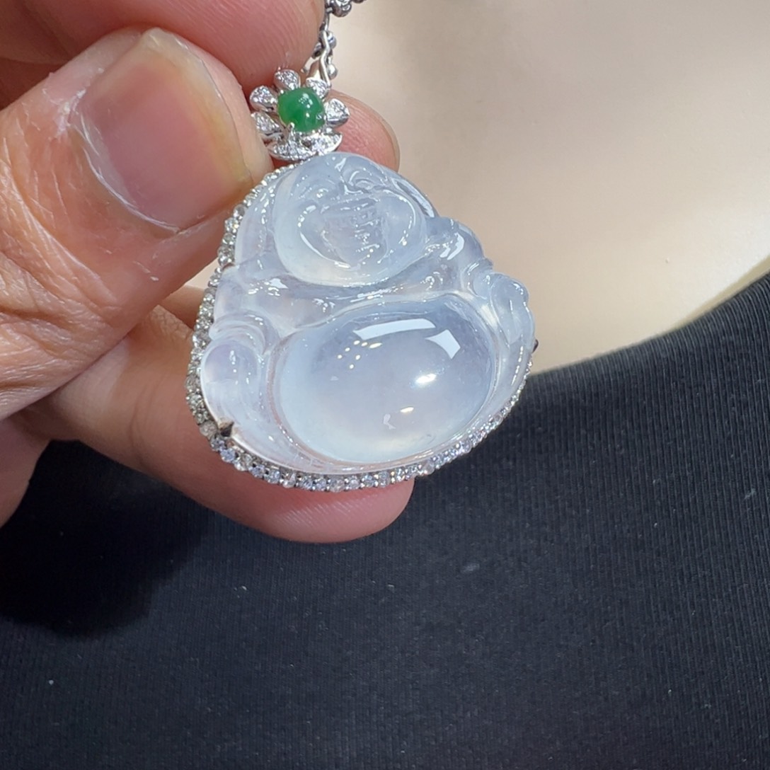 翡翠吊坠(不含链)18K金镶嵌