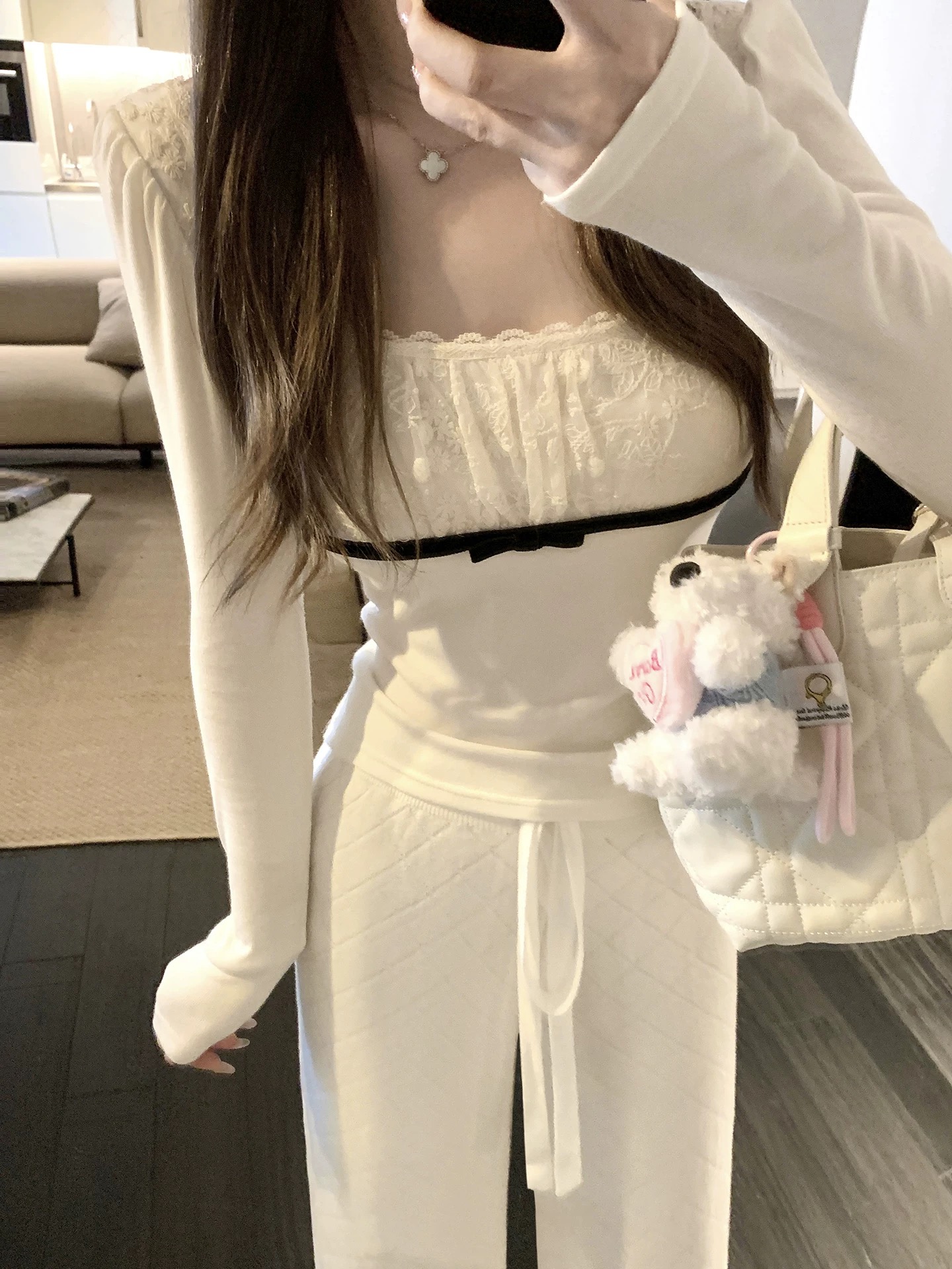 欧货韩系别致蕾丝拼接方领长袖T恤女2025秋季新款冷淡系上衣