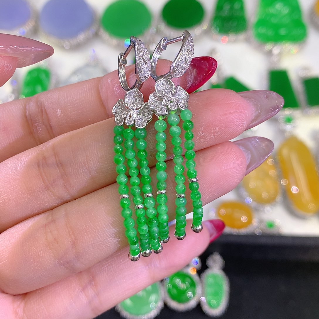 翡翠耳饰18K金镶嵌1111111111