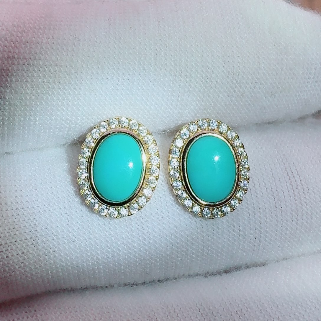 绿松石未镶嵌精致耳钉