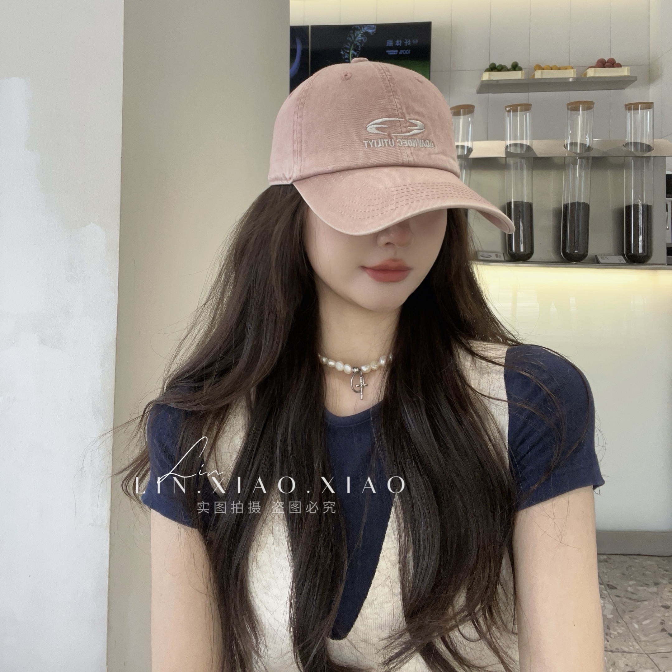 新款字母【ADAVNDEC】刺绣宽帽檐大脸加深显脸小软顶棒球帽