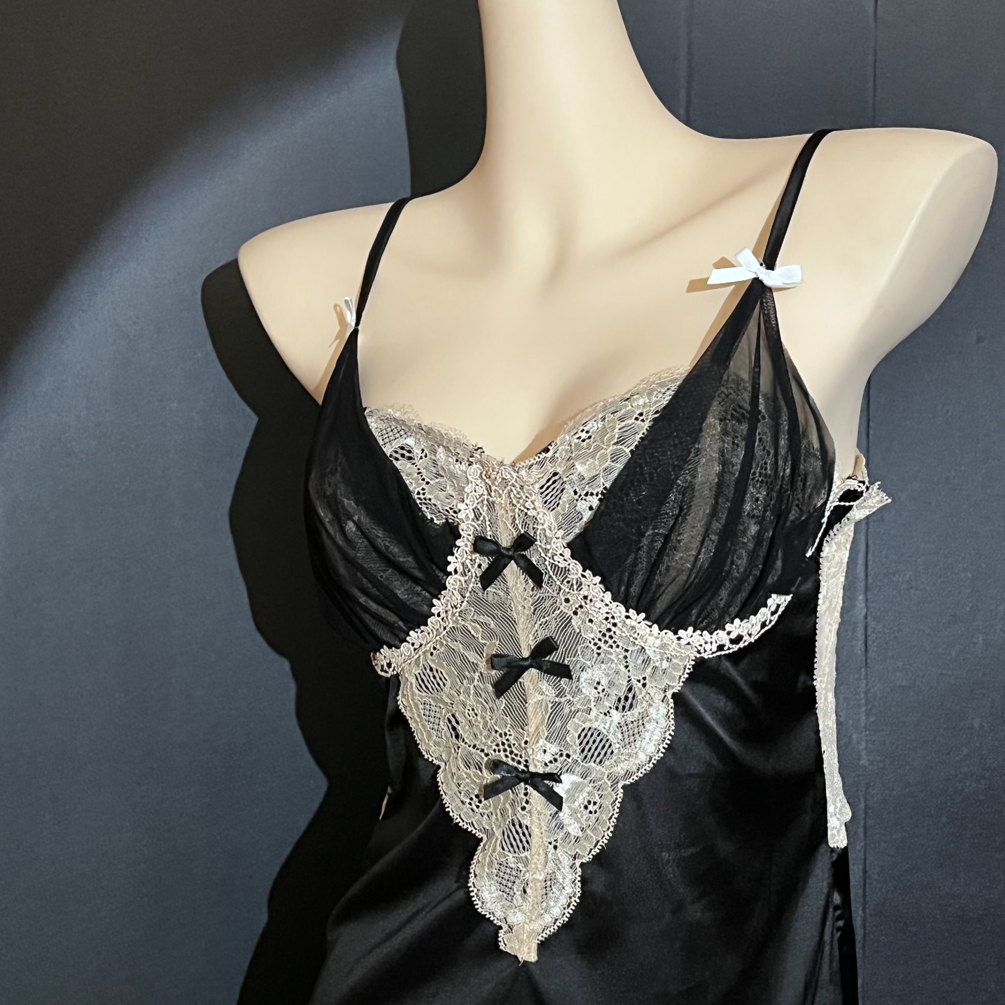 优雅睡裙【80-160斤】夏季缎面法式长款睡裙套装3203