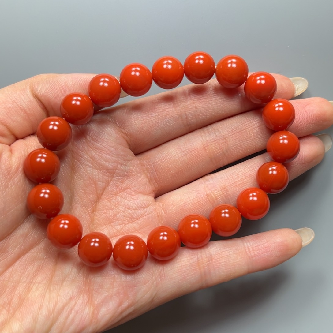 南红玛瑙柿子红圆珠单圈10mm未镶嵌
