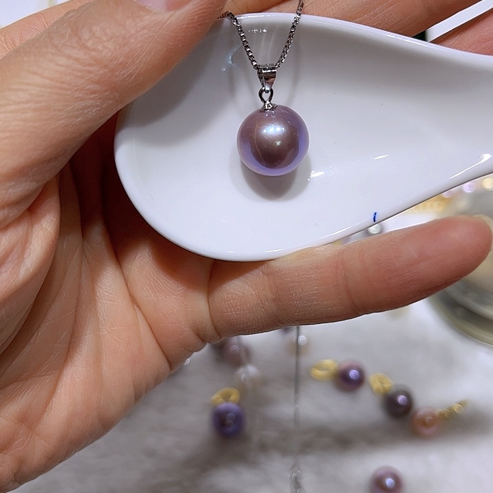 淡水珍珠紫珠银色瓜子扣合金