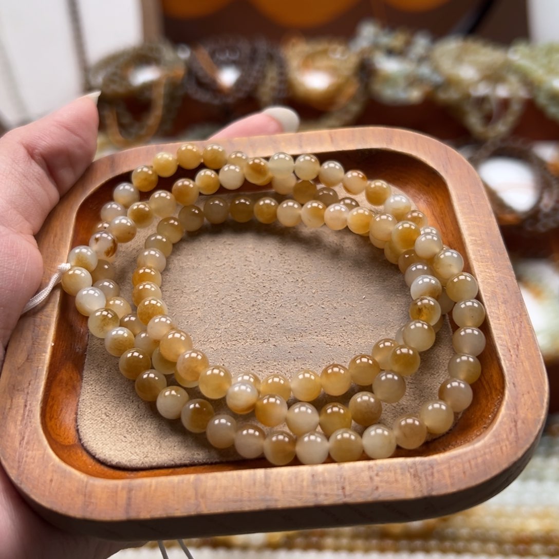 毛衣链未镶嵌和田玉珠串6mm