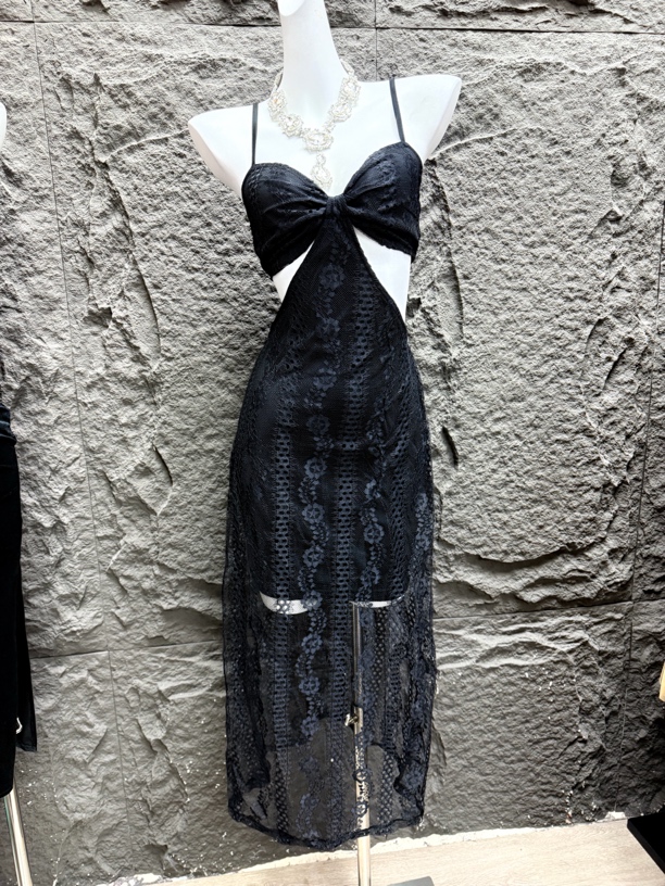 蕾丝性感透视长款连衣裙