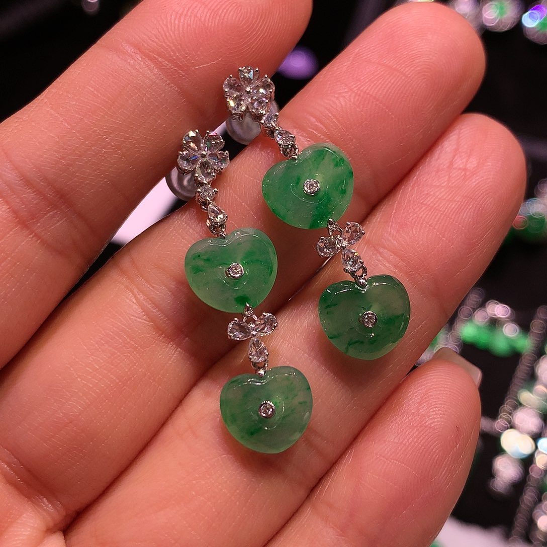 翡翠耳饰18K金镶嵌?****✨