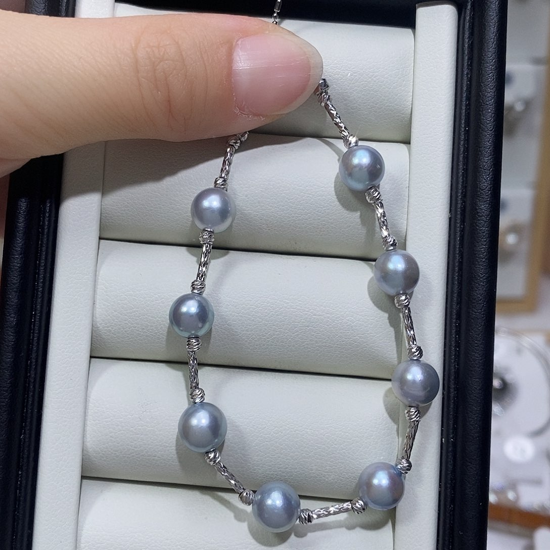 银S925镶嵌海水珍珠手绳