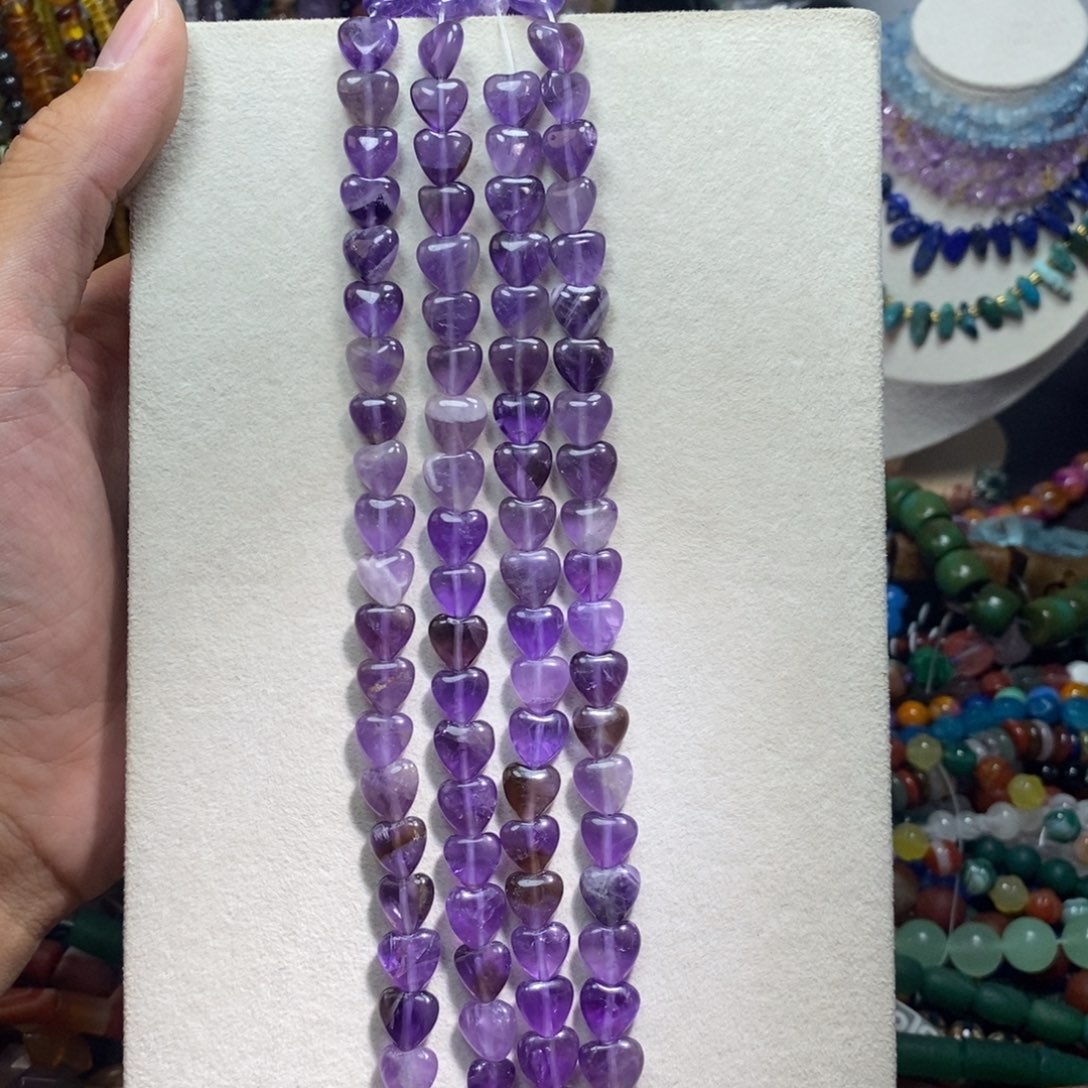 未镶嵌，天然紫水晶爱心10mm，石英质玉