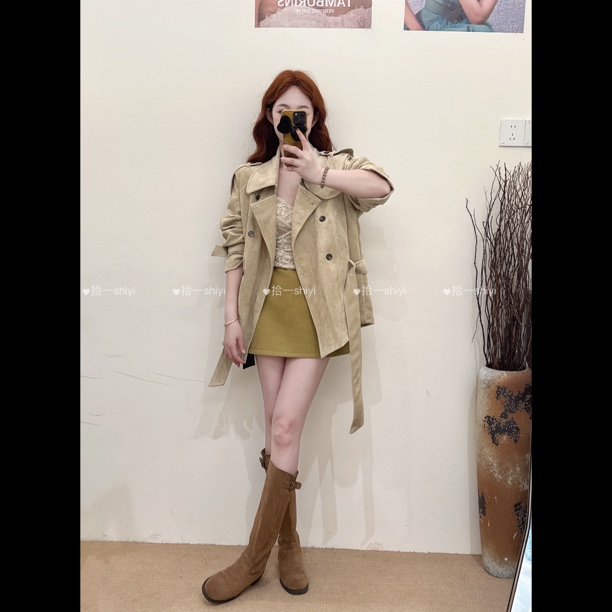 拾一【跨年风衣】加棉加厚高级感麂皮外套