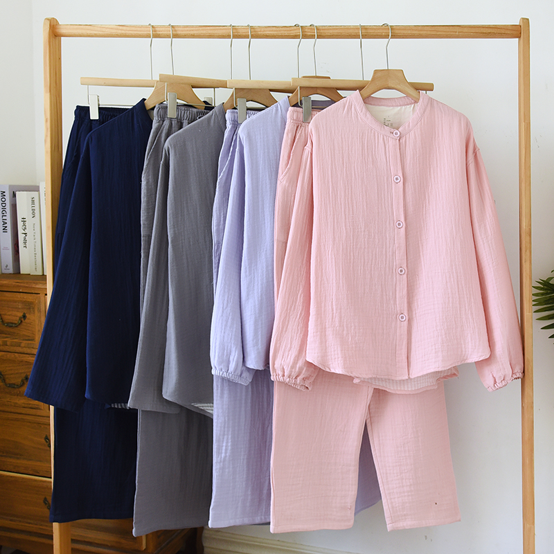 【国潮风】男女款秋冬全棉睡衣外穿家居服简约长袖长裤套装圆领简约