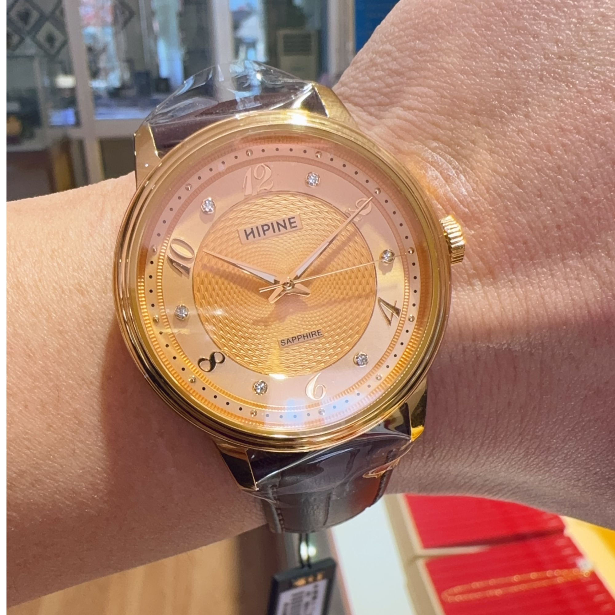 男士金表石英机芯防水黄金手表足金金店男款时尚腕表真金纯金真皮