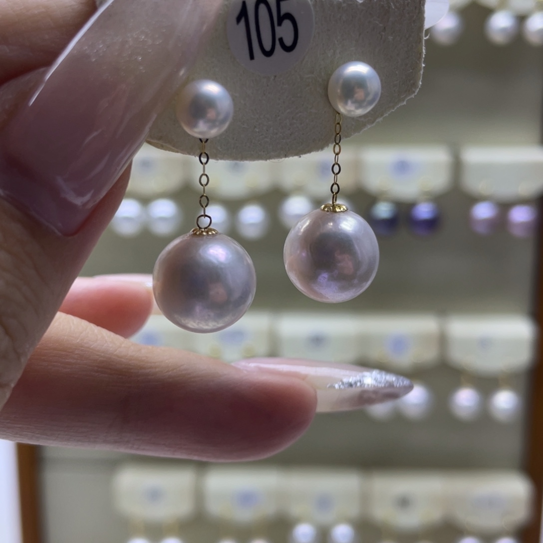 淡水珍珠耳饰18K金镶嵌