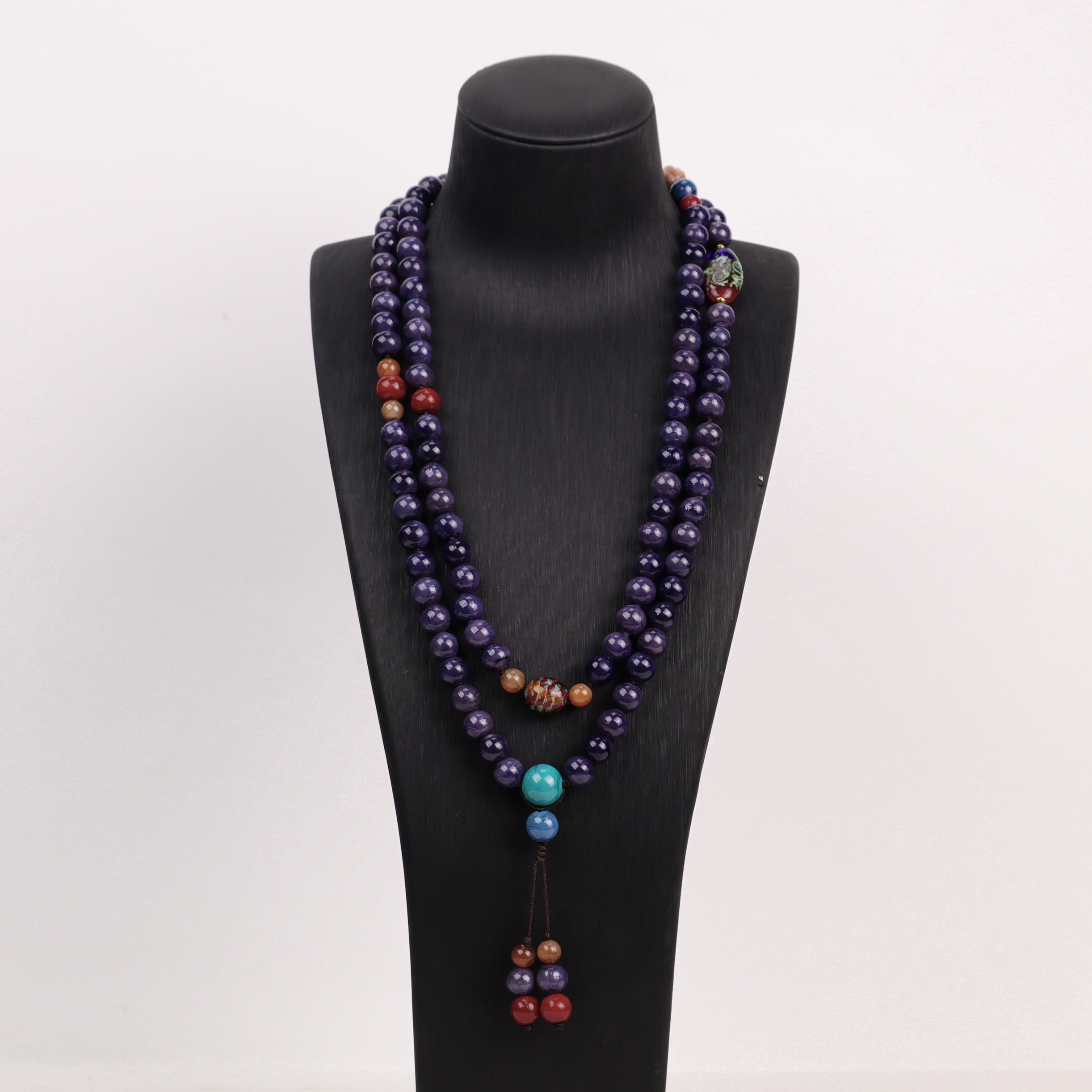 合金项链 LZ1805 10mm三公紫色108颗琉璃项链