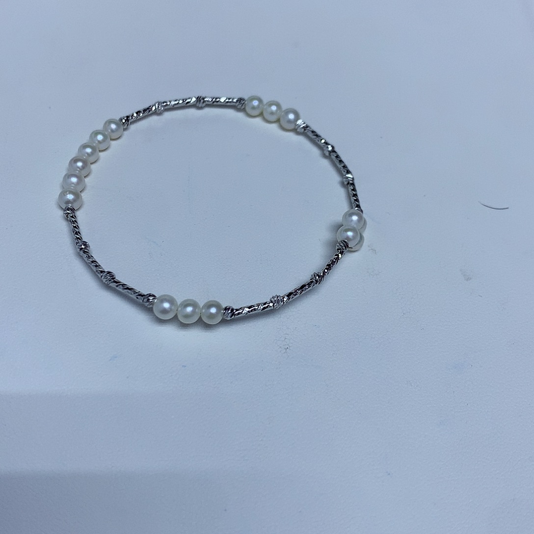 手链淡水珍珠银S925镶嵌4-5