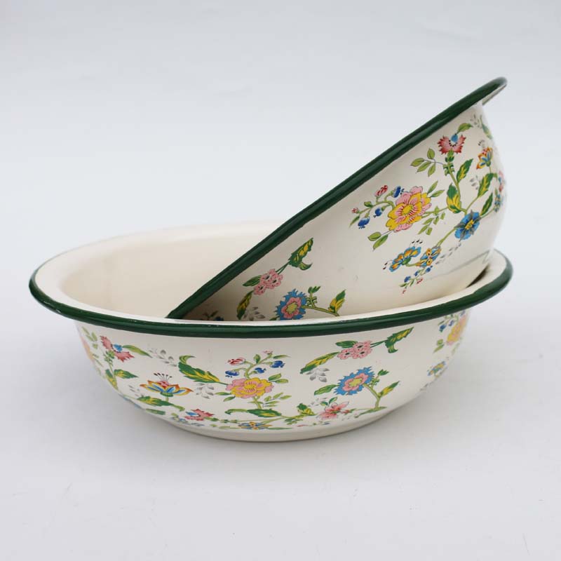 20CM厚珐琅搪瓷小盆家用汤碗汤盆吃面碗沙拉盆搅拌碗拉面碗耐高温