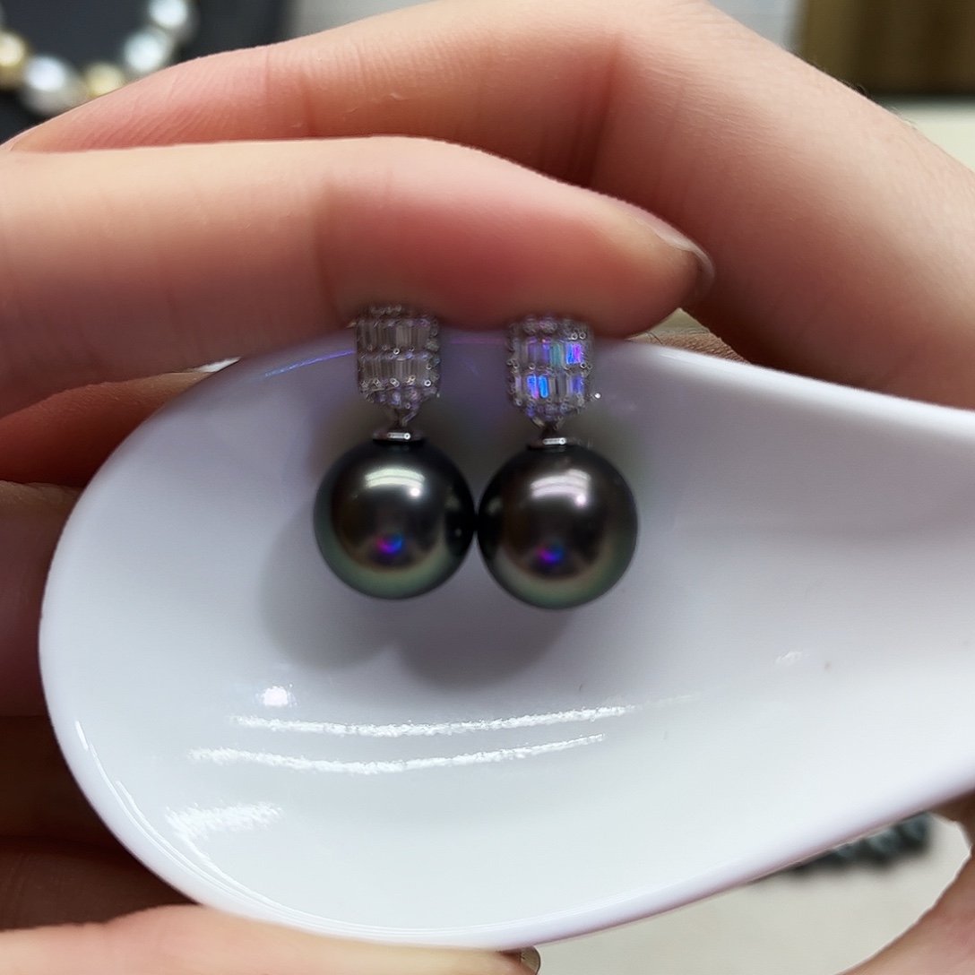 海水珍珠耳饰银S925镶嵌