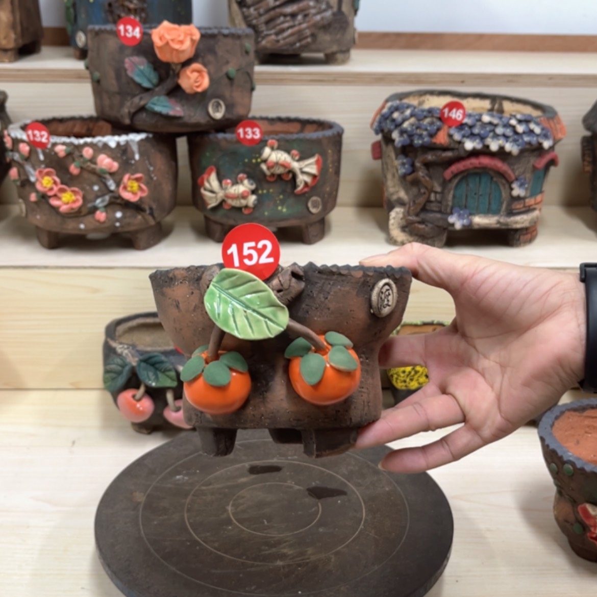 【闪购商品】紫砂花盆152内口径 12，带脚高10