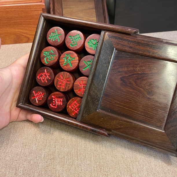 大红酸枝棋盒小叶紫檀棋子 3 分