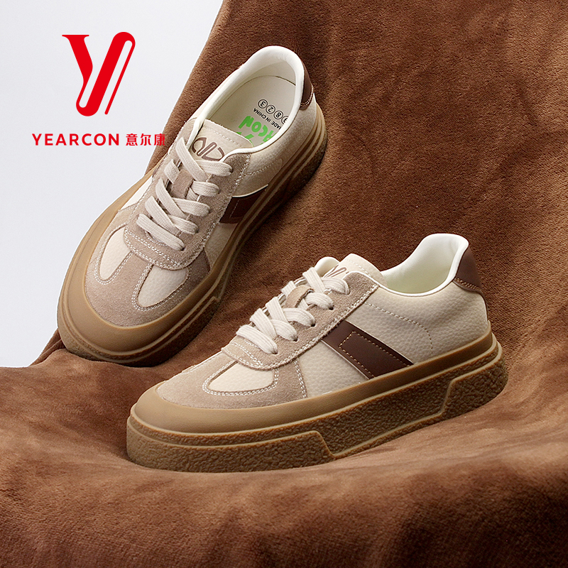 意尔康2025新款女鞋复古德训鞋时尚百搭学院风运动休闲板鞋08438Y