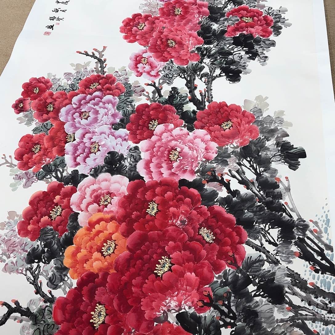 国画w*×罗福贤八尺花鸟作品童