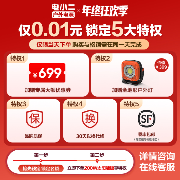 【仅当日核销】200W太阳能板699元优惠券加赠户外灯【本单不可退】