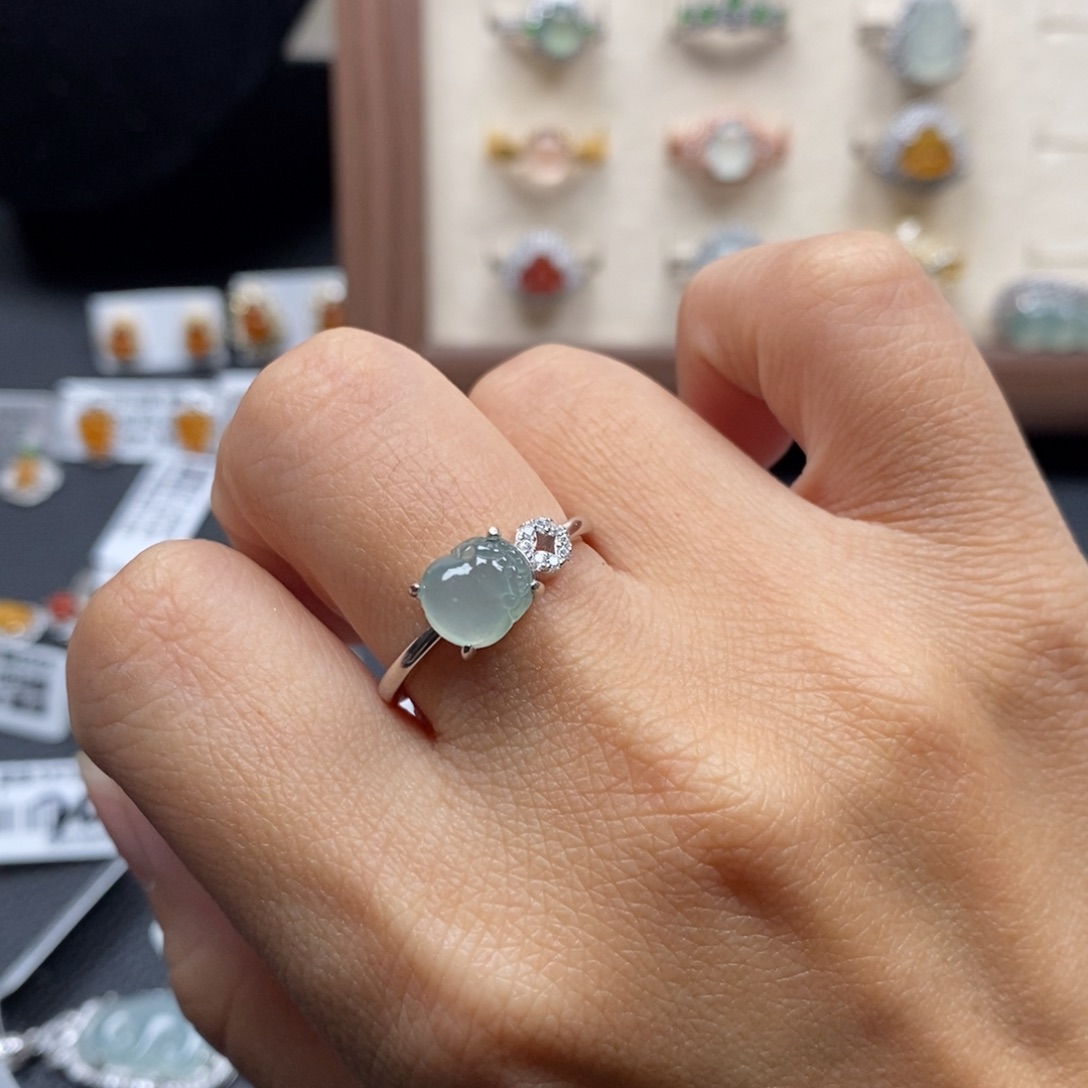 冰***翡翠银S925镶嵌戒指