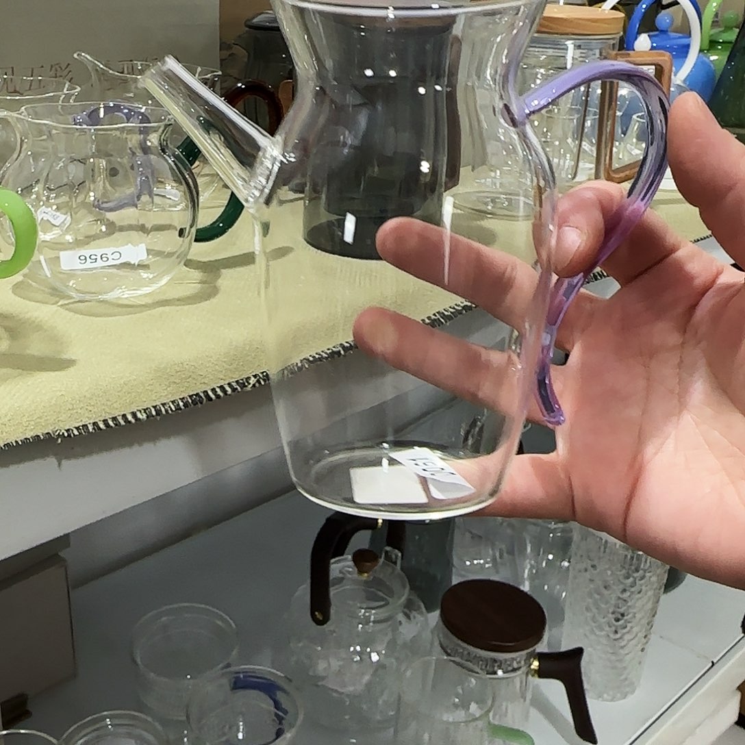 61号高硼硅茶壶紫色把手