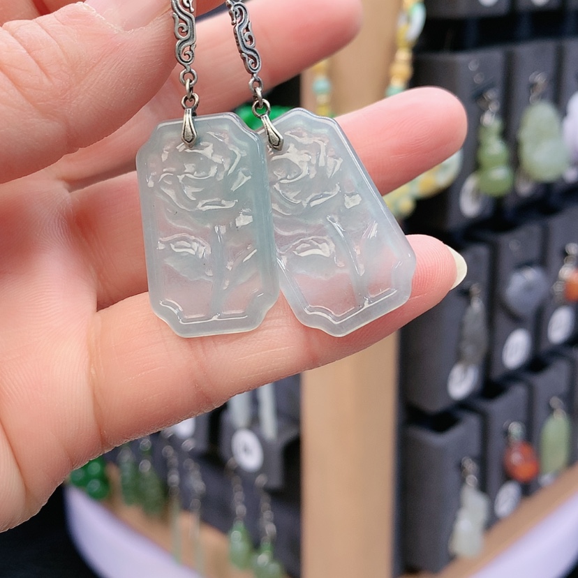 【闪购商品】翡翠耳饰银S925镶嵌精美