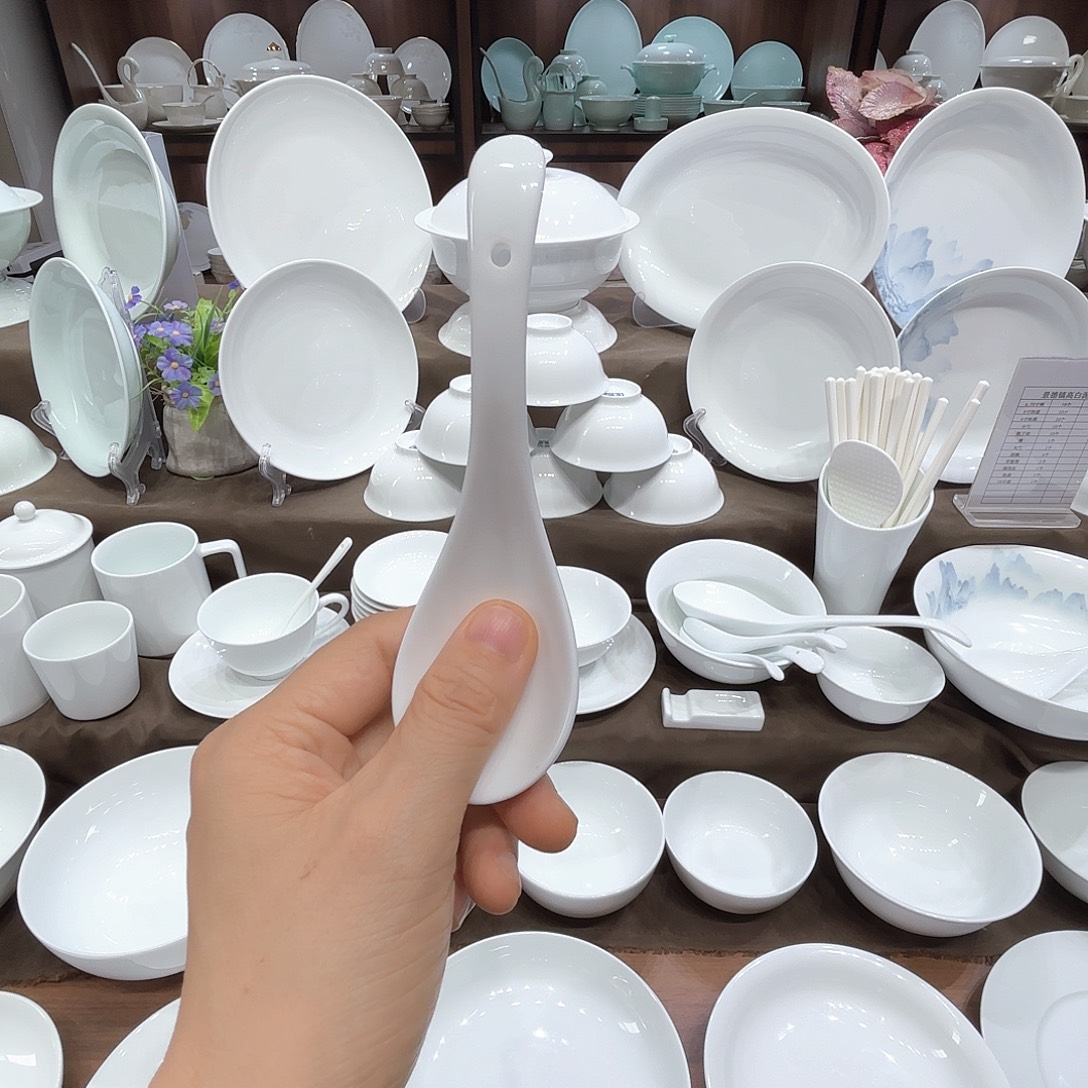 瓷高白泥小勺4个餐具