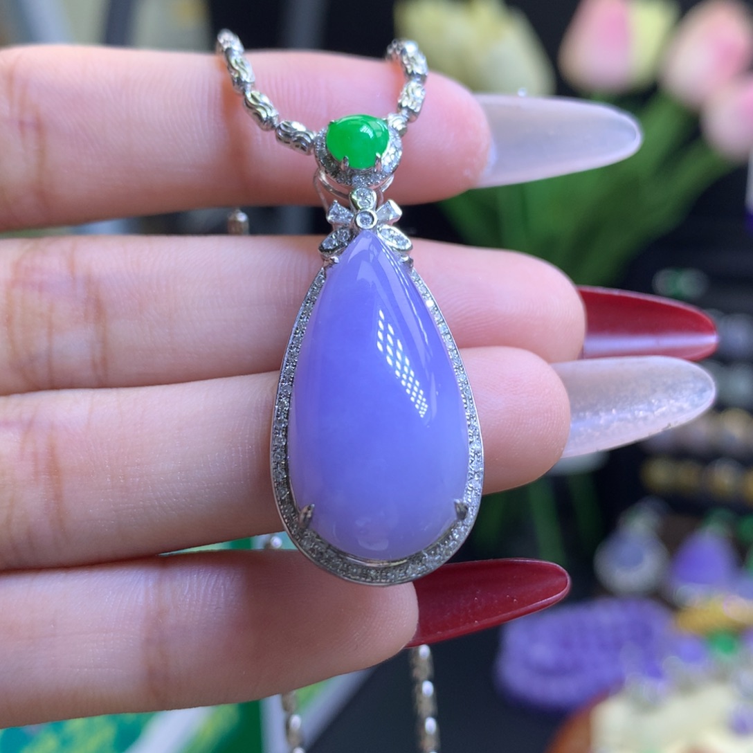 翡翠颈饰18K金镶嵌天然