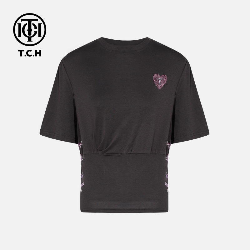 TCH私服烫钻工艺新时尚淑女百搭新潮流T恤女T75C10E5009轻奢tch