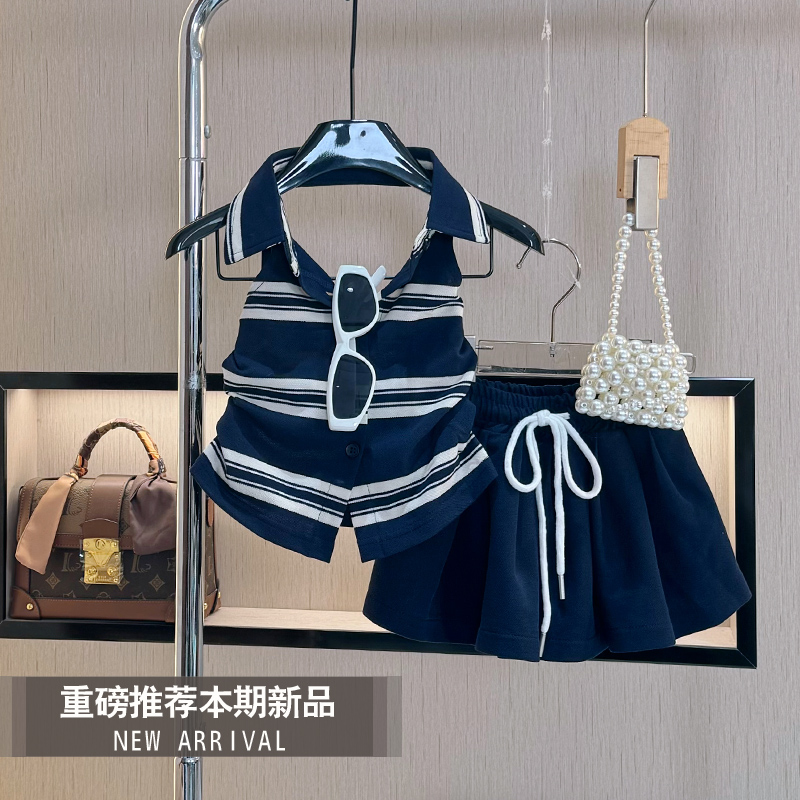 【现货】装夏季套装新款洋气小女孩时尚夏款学院风儿童时尚两件套