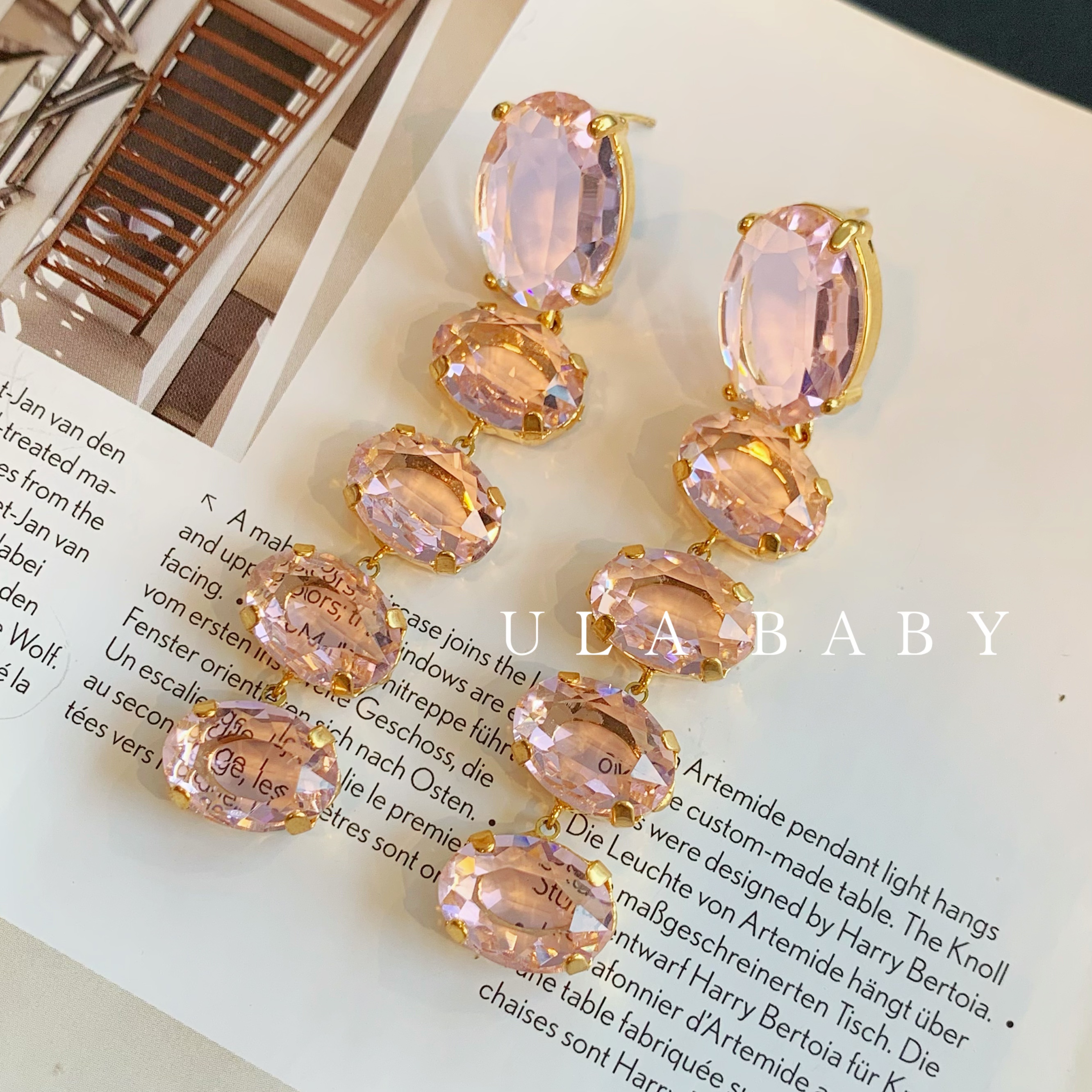 铜合金仿水晶耳饰 【喜儿ula】12-31-11长款流苏个性款耳钉