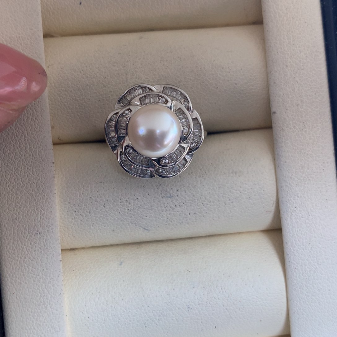 海水珍珠戒指银S925镶嵌