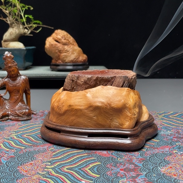 飞***星香榧木荔枝木香炉底座